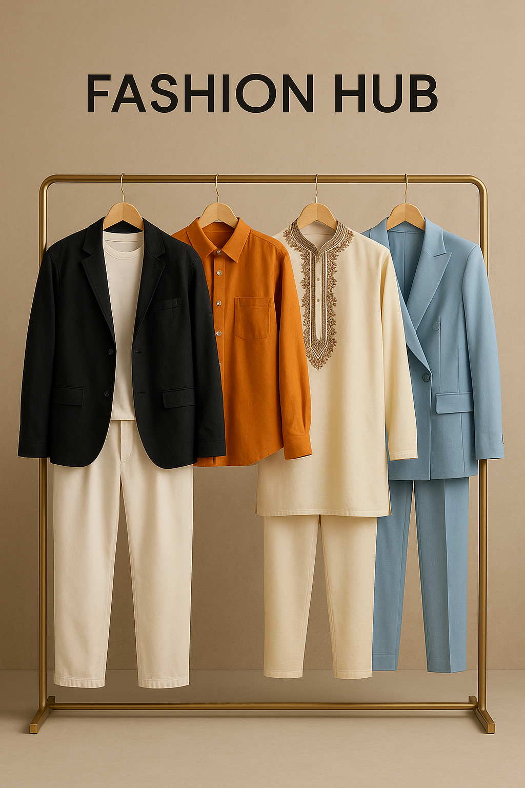 Stylish Outfits on Gold Rack